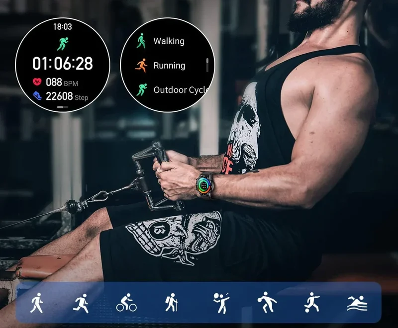 Smartwatch til Mænd | Multi-sportsfunktion | Sundhedsovervågning