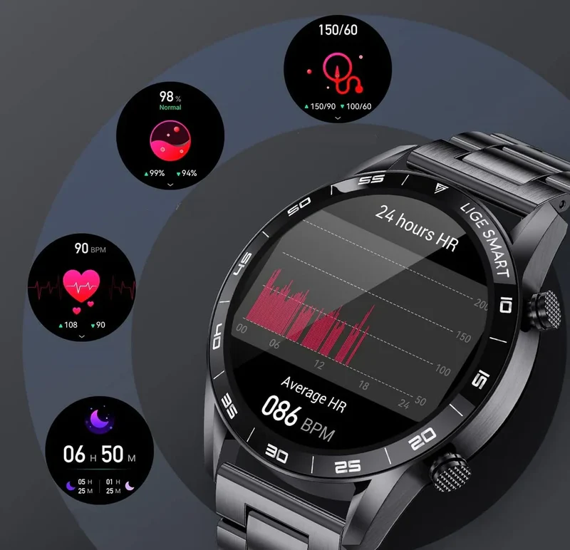 Smartwatch til Mænd | Multi-sportsfunktion | Sundhedsovervågning