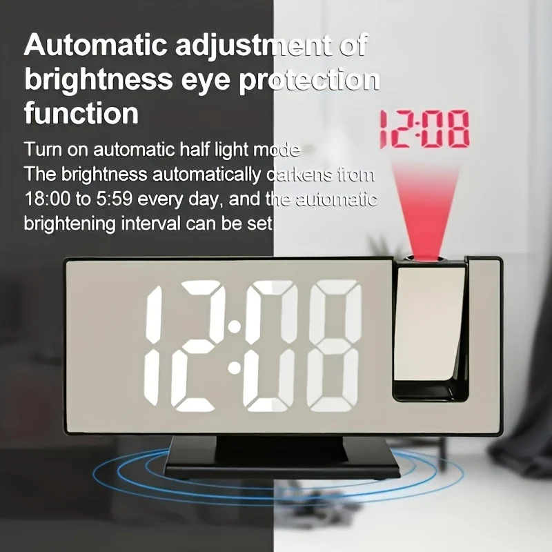 Digital Vækkeur med Projektor – Stor LED Skærm og Multifunktionel Alarm