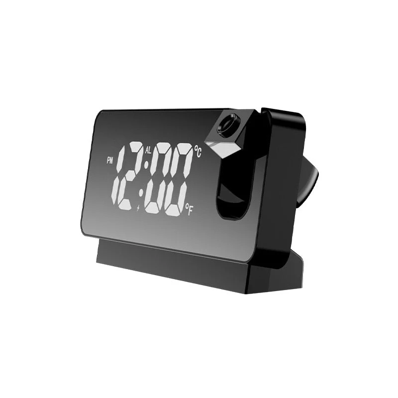 Intelligent Vækkeur med 180° Tidsprojektion, Dobbelt Alarm og USB Oplader