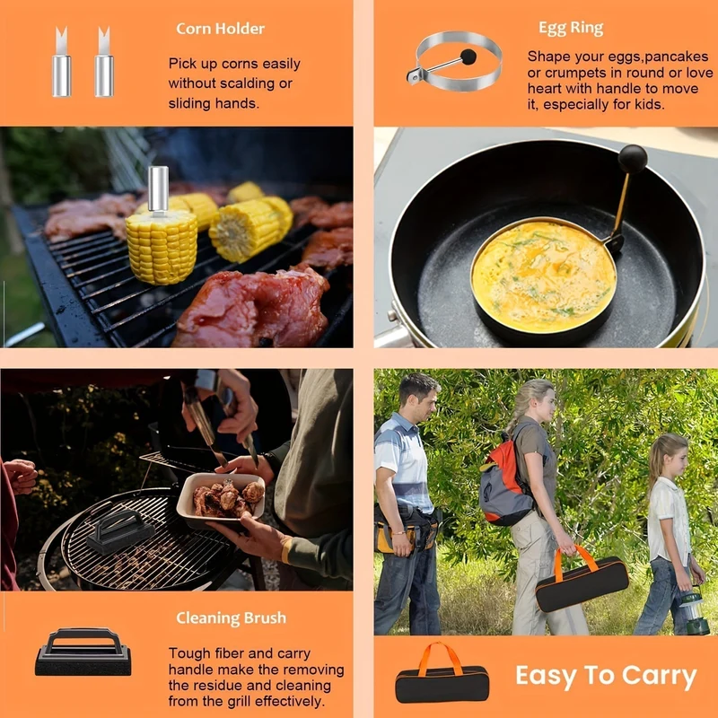 20-delers BBQ Værktøjssæt i Rustfrit Stål – Optimer Din Grilloplevelse