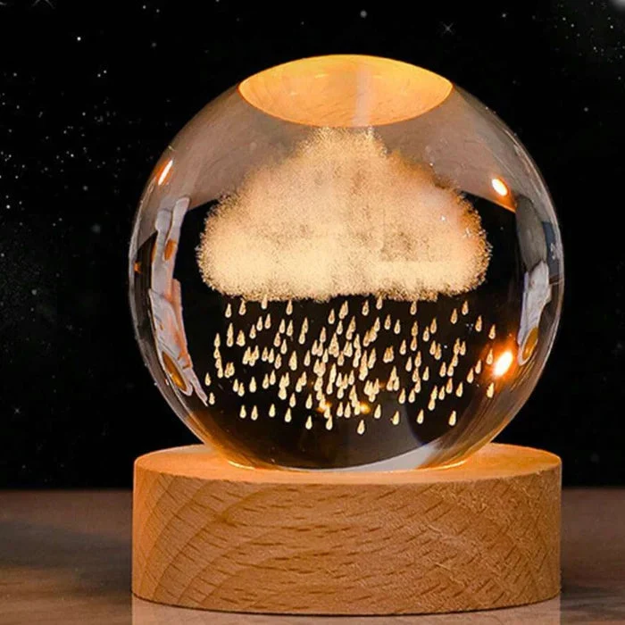 Magisk Lysende Globus med 3D Indgraveringer