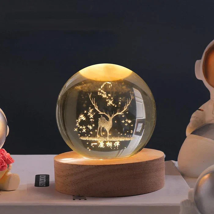 Magisk Lysende Globus med 3D Indgraveringer