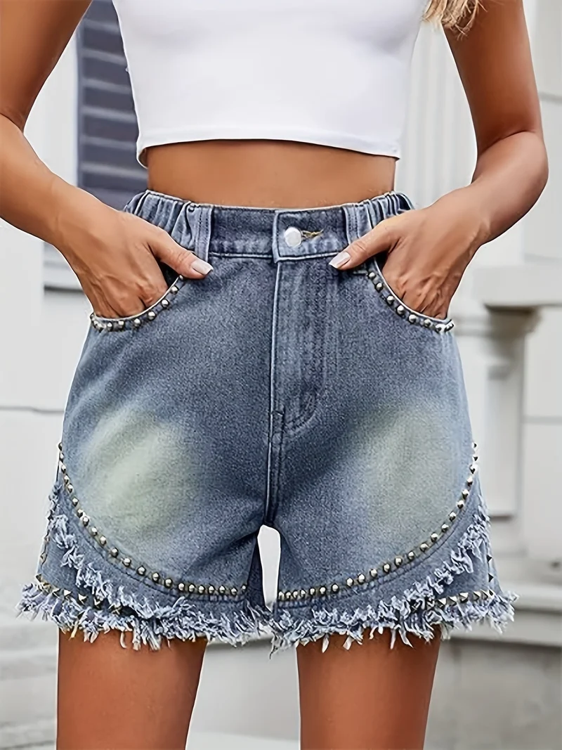 Moderne Denim Shorts – Slim Fit med Rå Detaljer