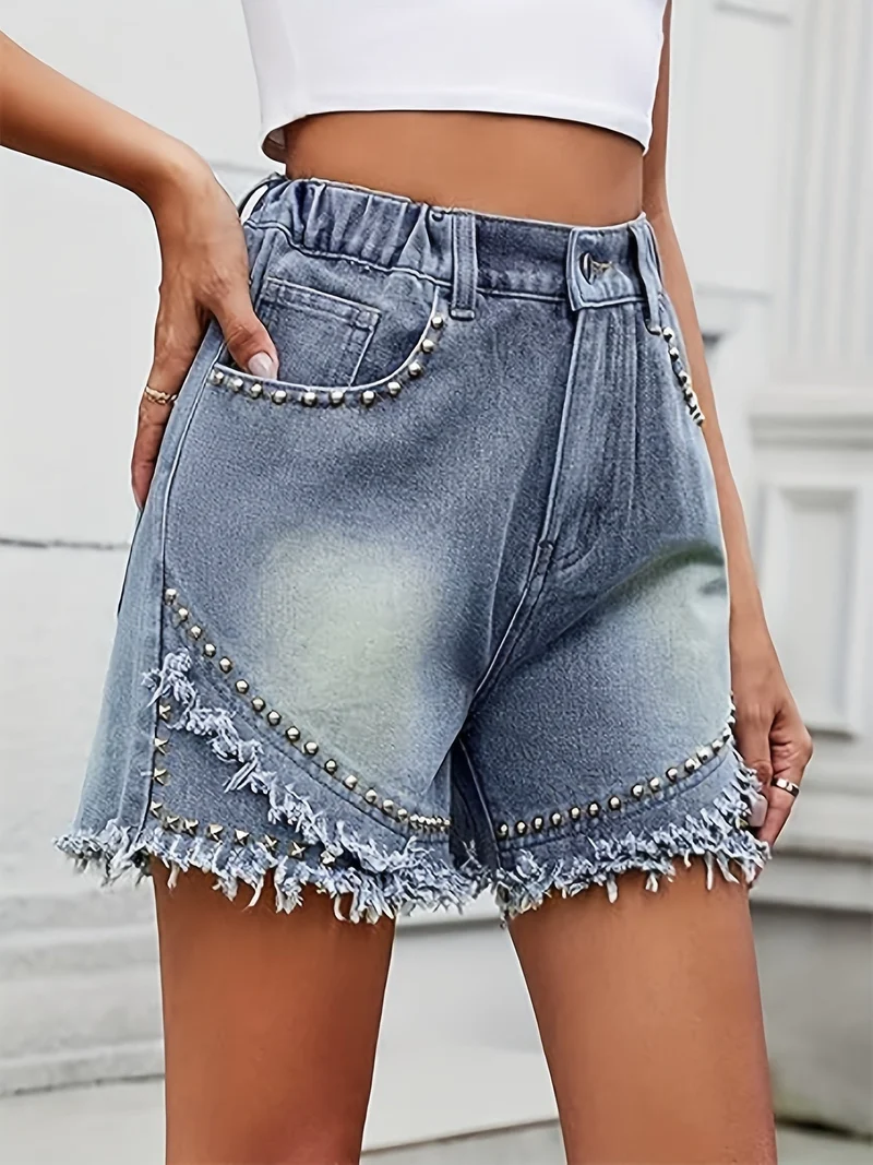 Moderne Denim Shorts – Slim Fit med Rå Detaljer