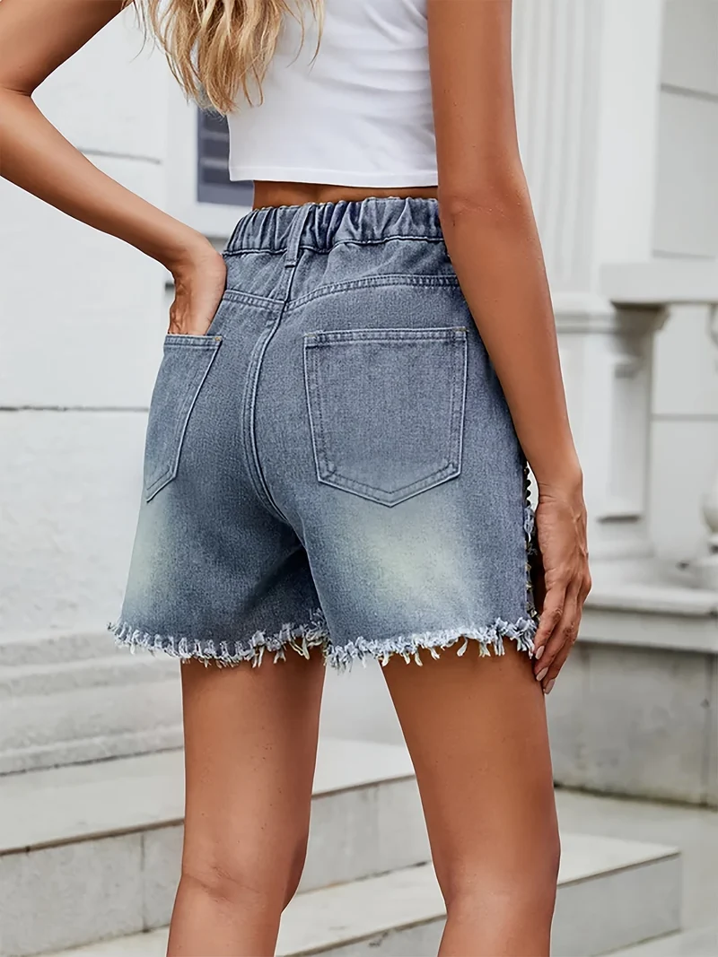 Moderne Denim Shorts – Slim Fit med Rå Detaljer