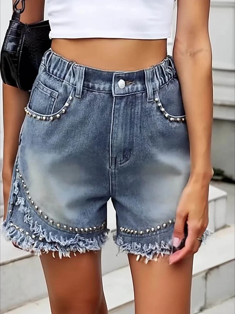 Moderne Denim Shorts – Slim Fit med Rå Detaljer