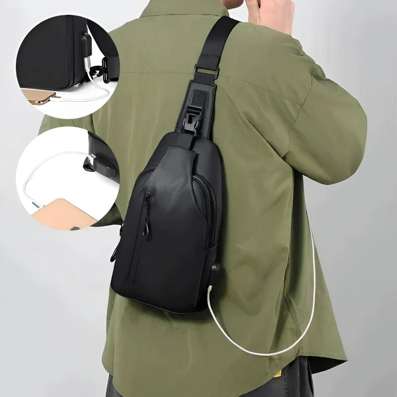Justerbar Sort Crossbody Taske til Mænd - Mode Crossbody Taske