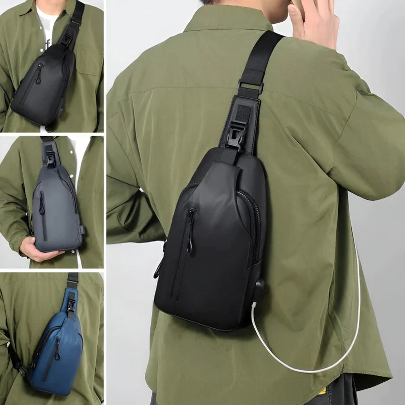 Justerbar Sort Crossbody Taske til Mænd - Mode Crossbody Taske