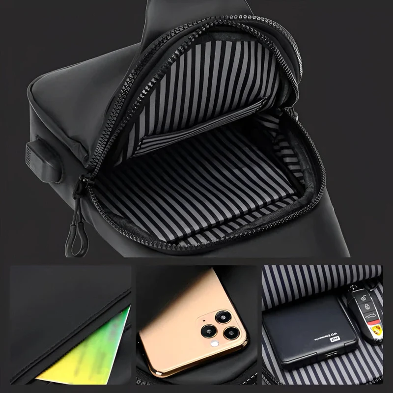 Justerbar Sort Crossbody Taske til Mænd - Mode Crossbody Taske