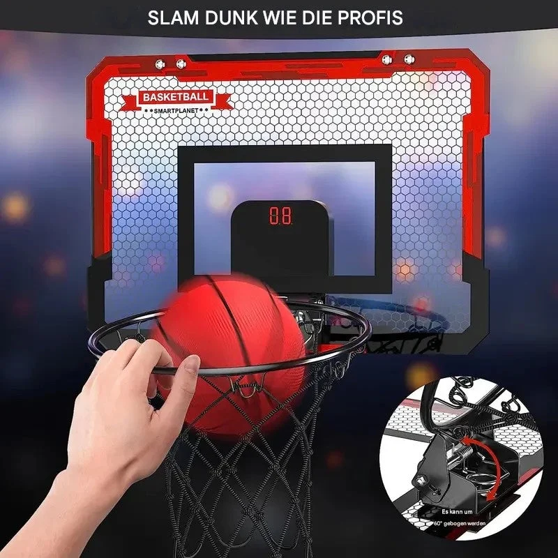 Mini basketballkurv med elektronisk tavle