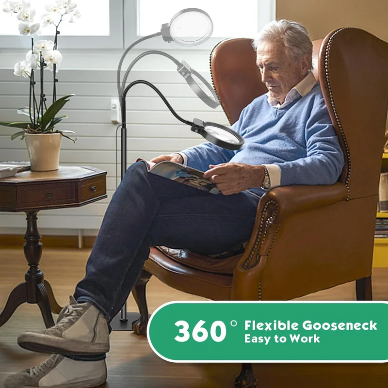 Fuldstændige forstørrelseslinser med LED-lys – Håndfri læsehjælp til bøger, håndværk og hobbyer