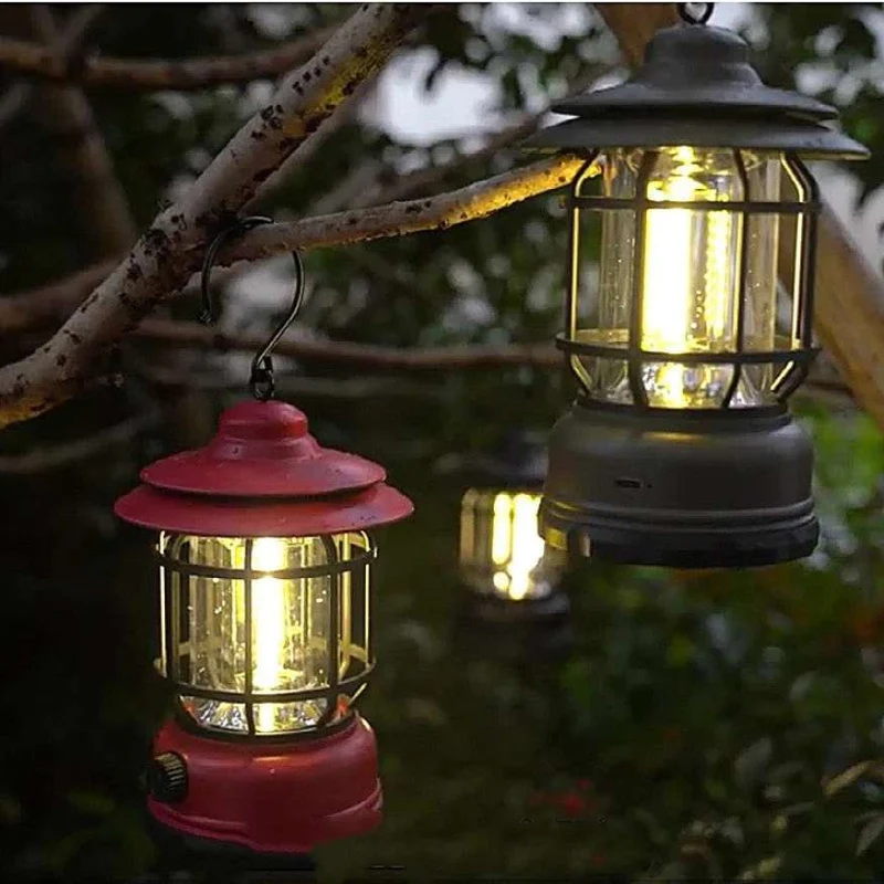 Genopladelig campinglampe – Vintage LED med justerbart lys