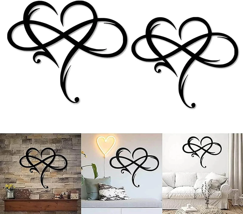 Hjerteformet vægdekoration med uendelighedssymbol - Elegant design