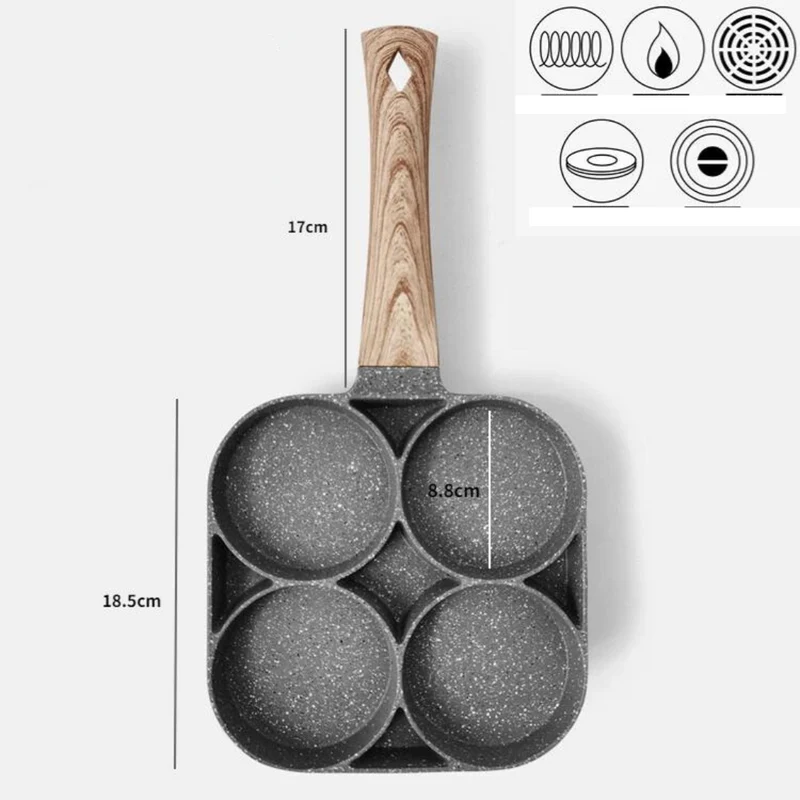 Multifunktionel pande med fire sektioner til en perfekt omelet