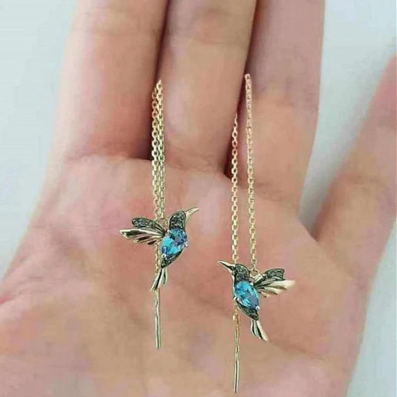 Elegante Kolibri Øreringe med Strass