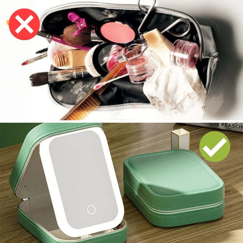 Kompakt Makeupsamler med Belysning til Rejse