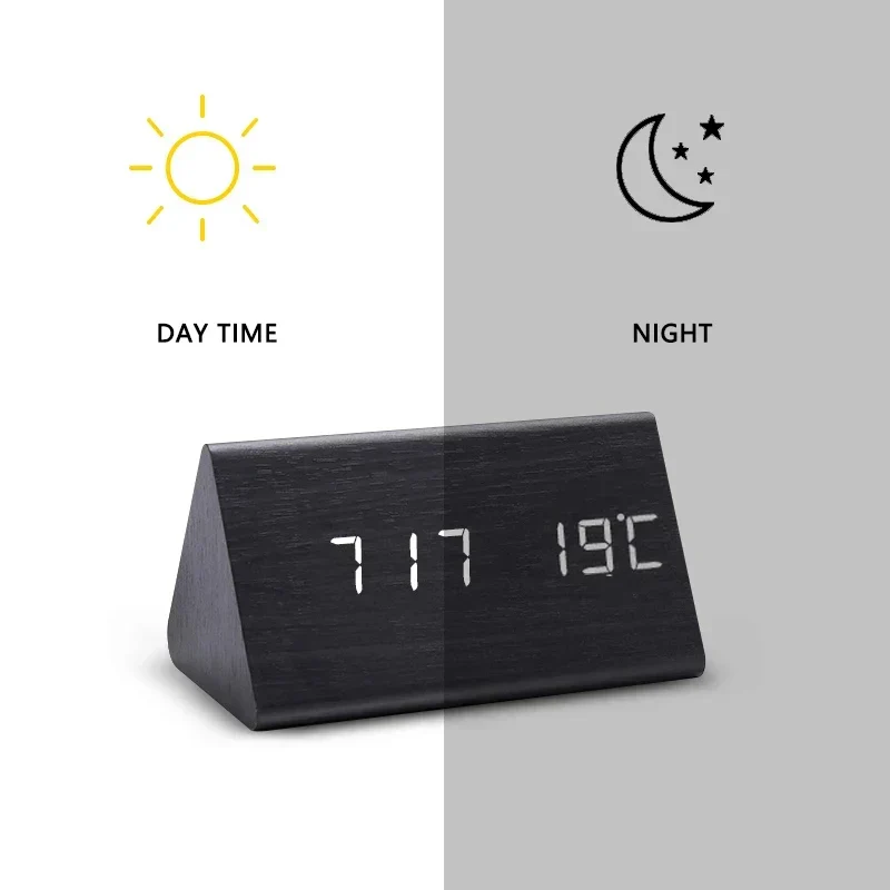 LED Ur med Trædesign - Stemmebetjening og Temperaturvisning