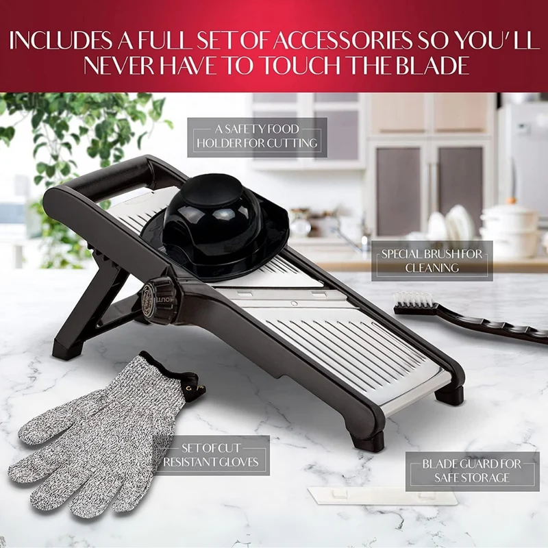 Køkkenbeskyttelses Slicer | Mandolin med Sikkerhedshandsker