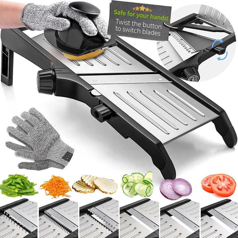Køkkenbeskyttelses Slicer | Mandolin med Sikkerhedshandsker