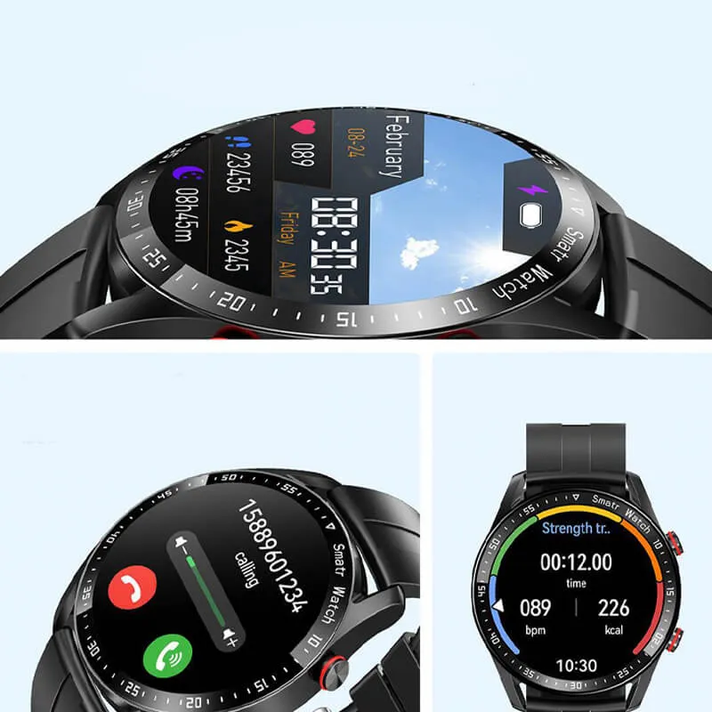 Sundhedssmartwatch med Glukoseovervågning, Vandafvisende Design og HD Skærm
