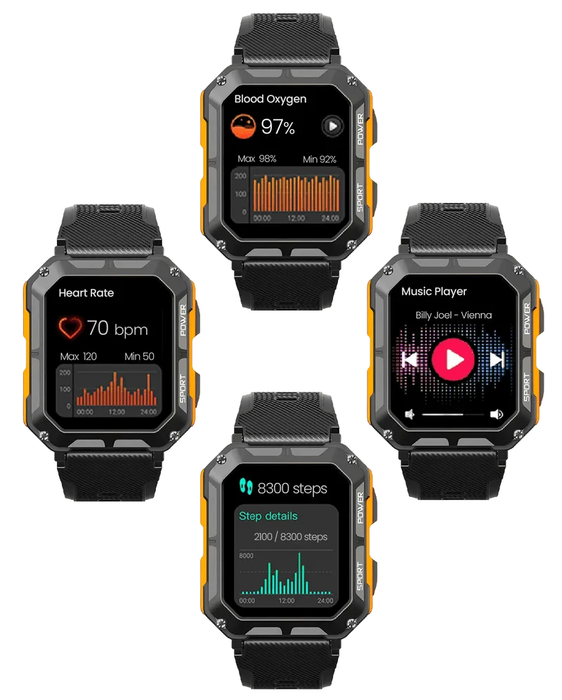 Robust Smartwatch med Pulsmonitor og Skridttæller