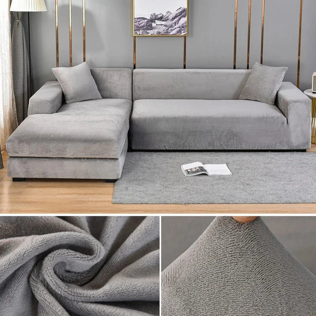 Elegant Sofaovertræk i strækbart velour til beskyttelse
