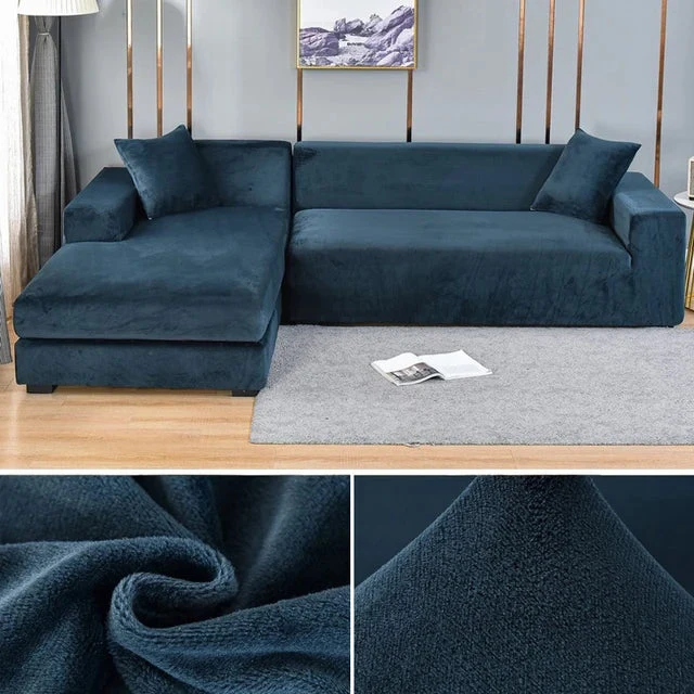 Elegant Sofaovertræk i strækbart velour til beskyttelse