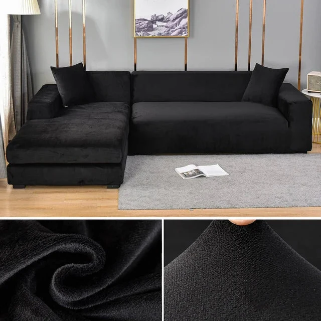 Elegant Sofaovertræk i strækbart velour til beskyttelse