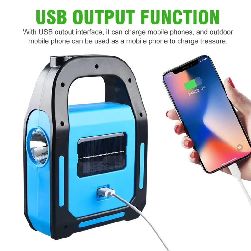 Genopladelig USB campinglanterne med powerbank – Solenergi