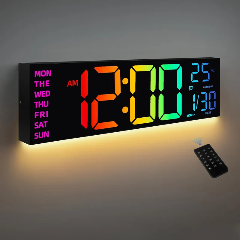 Digital Vægur LumiWall – Stor, Farverig og Let at Læse