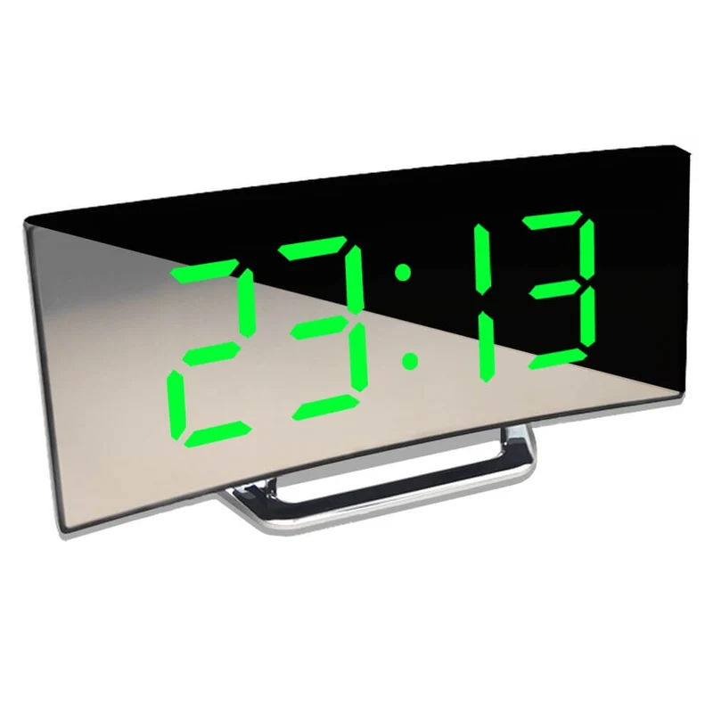 Moderne Digitalur med Alarm og Bølget LED-display