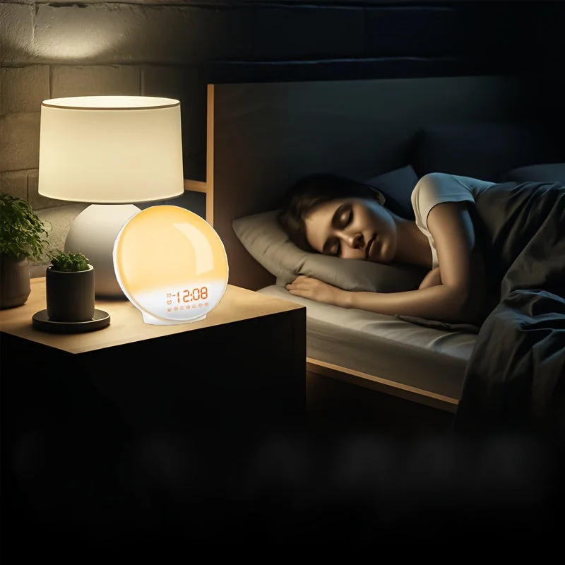 Digital Vækkeur med Halo Lys – Vækkeur med Støtte og Dobbelt Alarmfunktion