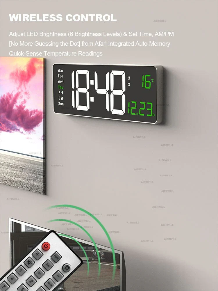 Farverig digital ur i akryl | Moderne LED ur med USB