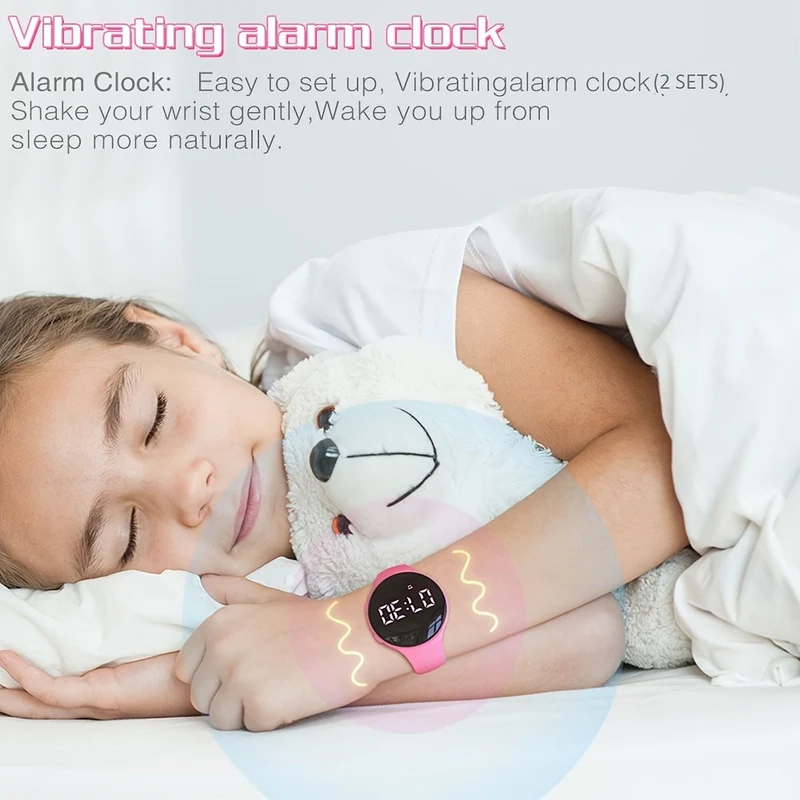 Digitalt LED Ur med Skridttæller og Vibrerende Alarm – Fitness Tracker til Børn
