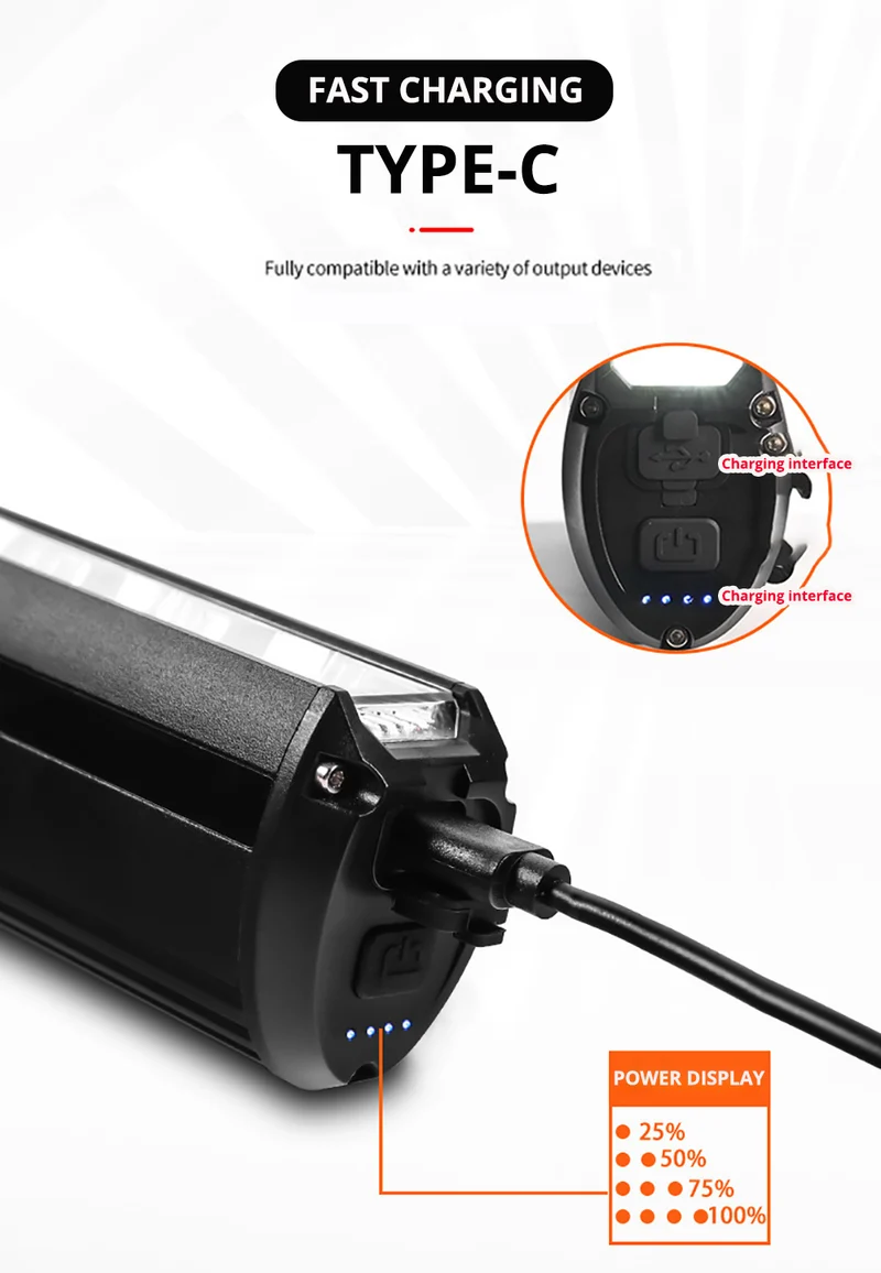 LED cykellys med Power Bank funktion