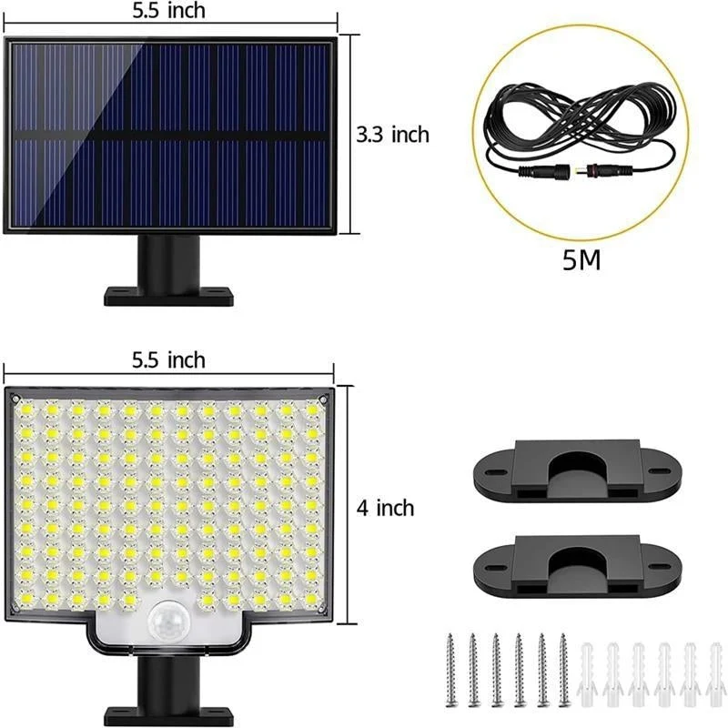 Effektiv udendørs solcellelampe med bevægelsessensor