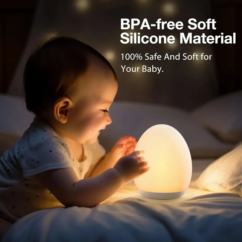 Luminescerende Nattelys med RGB og Varm Hvid – Berøringskontrol – 100 timers batteri – 12 × 10 cm – Børneværelse