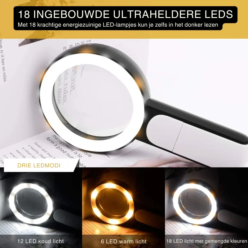 30x LED Forstørrelseslinse til Læsning og Inspektion