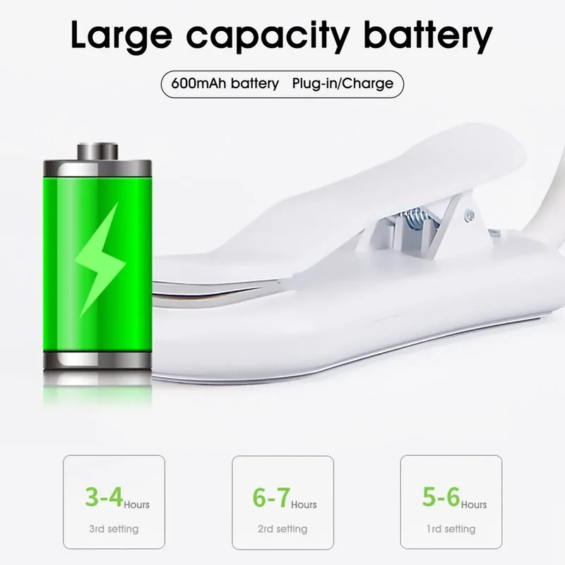 USB Opladelig LED Læselampe med 3 Farvetemperaturer og 9 Lysstyrker
