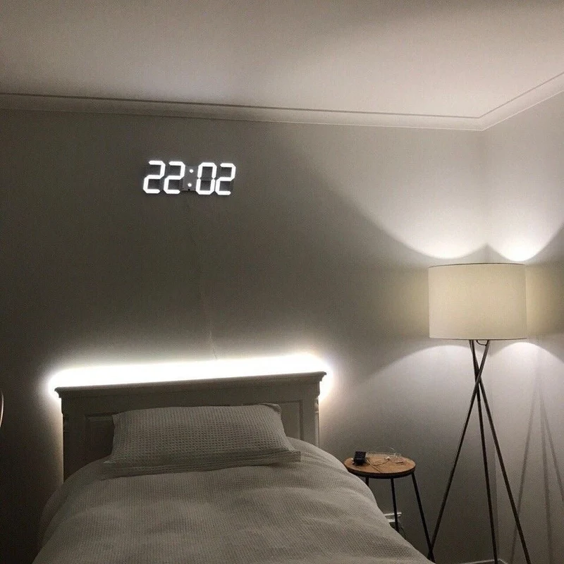 3D LED Vægur – Moderne Digitalur med Justerbar Belysning