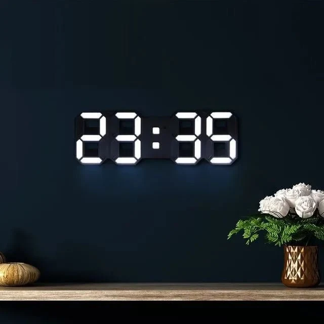3D LED Vægur – Moderne Digitalur med Justerbar Belysning