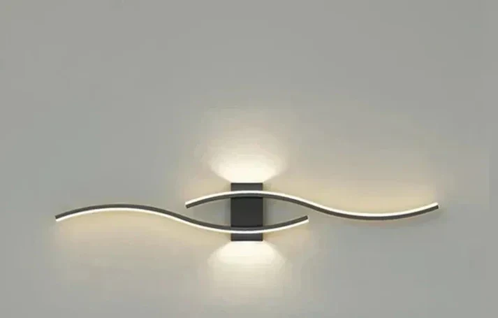 Moderne LED Væglampe i Bølgeform | 60×15 cm | Energibesparende og Blødt Lys