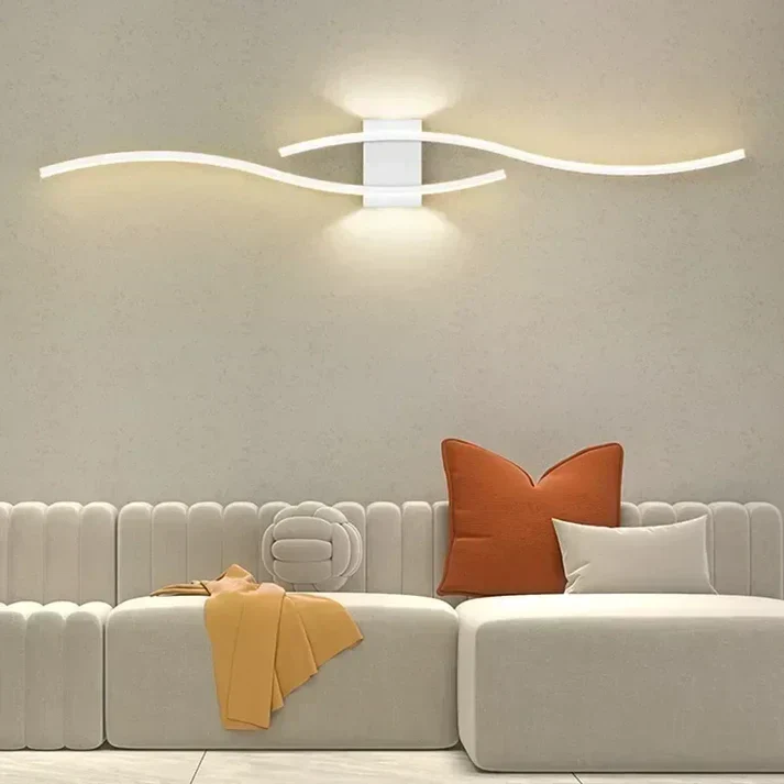 Moderne LED Væglampe i Bølgeform | 60×15 cm | Energibesparende og Blødt Lys