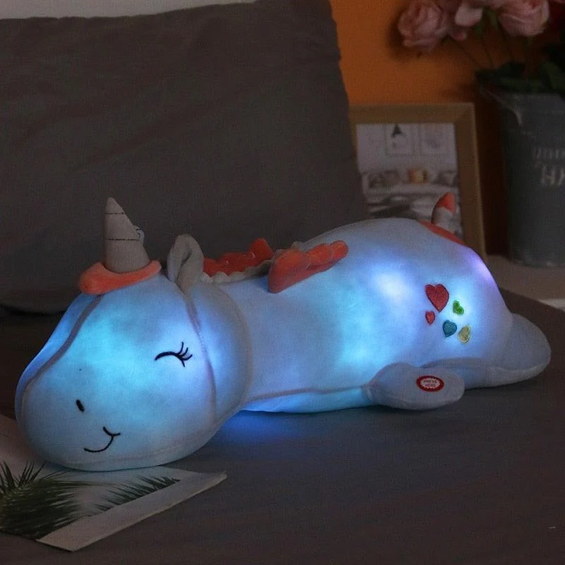 Luminerende Unicorne Bamse | Blød Legetøj med LED Regnbue | Perfekt Gave til Børn