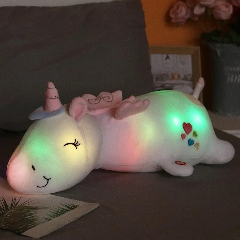 Luminerende Unicorne Bamse | Blød Legetøj med LED Regnbue | Perfekt Gave til Børn