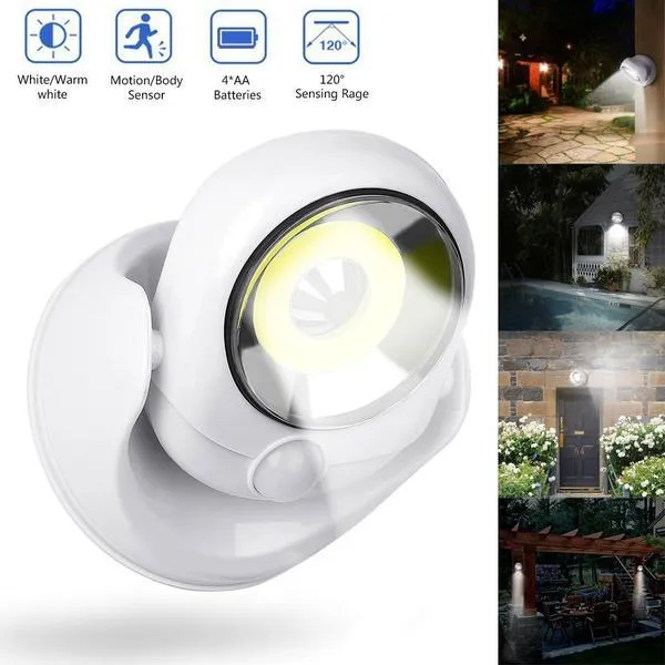 LED Sikkerhedslampe med Bevægelsessensor og Timer – Trådløs og Vejrbestandig – 450 Lumen
