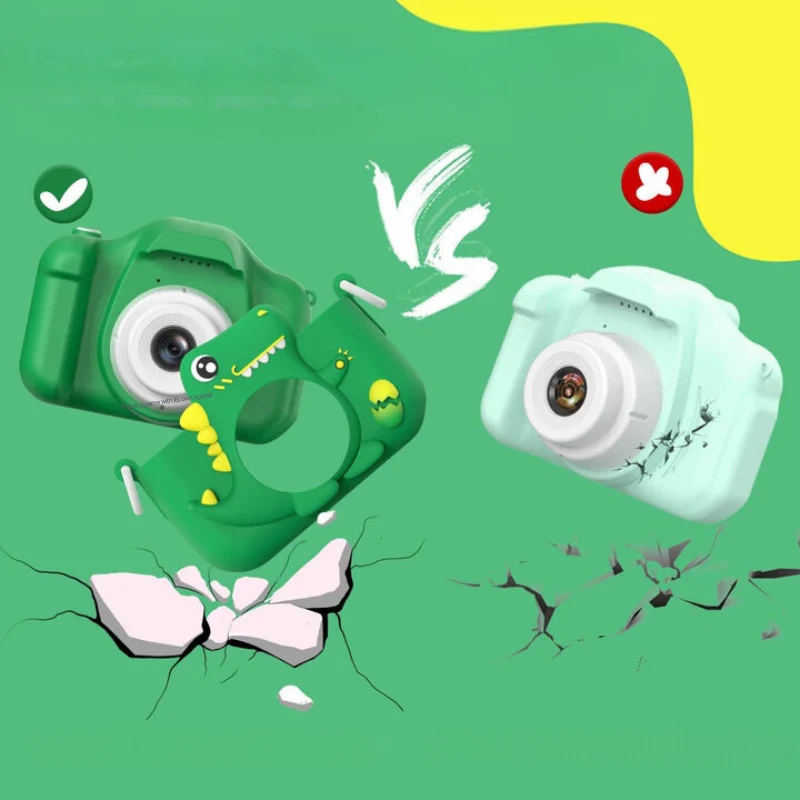 Digitalkamera til børn med HD-funktion og dinosauruss design til første fotoeventyr