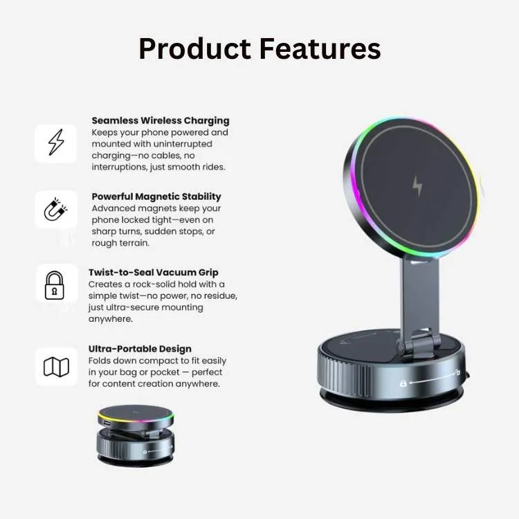 Trådløs oplader med 360-graders magnetisk funktion