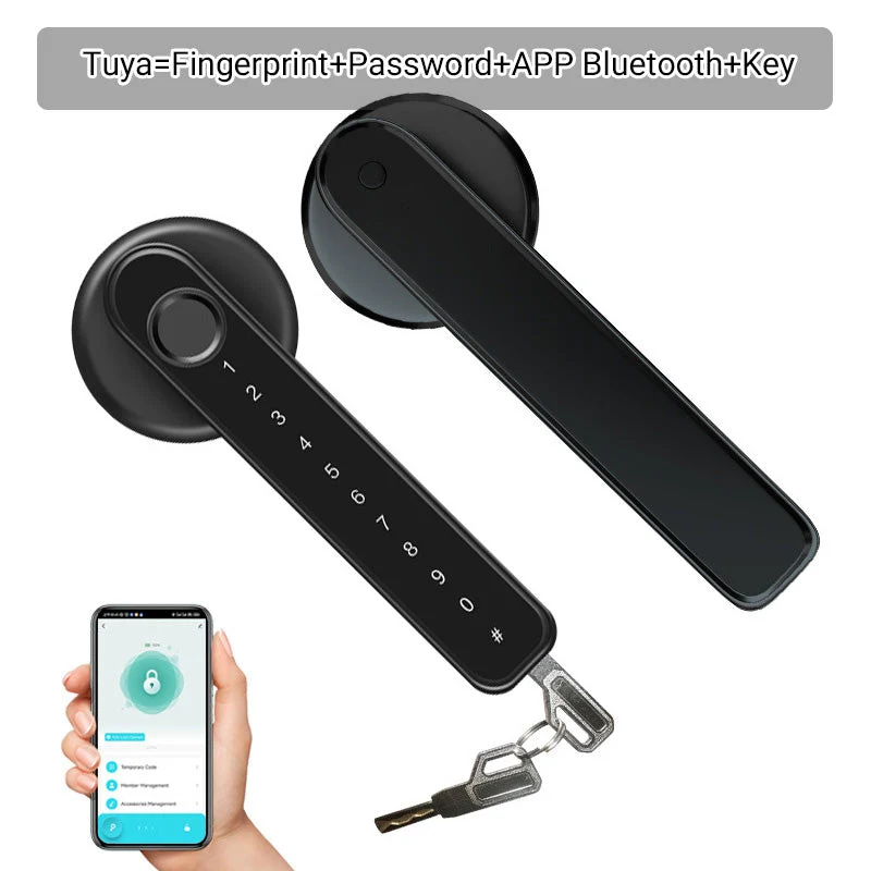 Smart Dørhåndtag med Fingeraftryk og Bluetooth App Kontrol